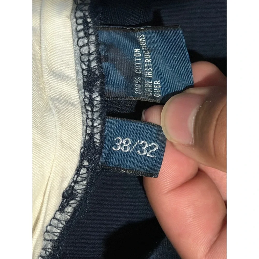 Polo Ralph Lauren Andrew Pant Mens 38x32 Navy Blue Pleated Chino Cotton Trousers